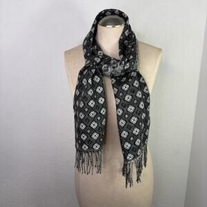 V.Fraas Acrylic Men’s Scarf, diamond print, fringe, made in Germany, preppy